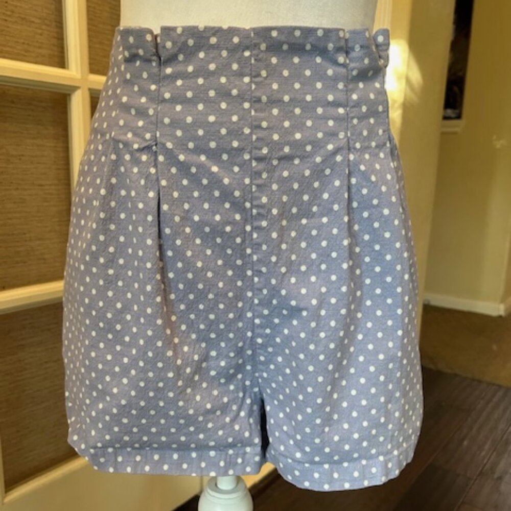 Sugarlips High Waist Polka Dot Shorts - Blue and White